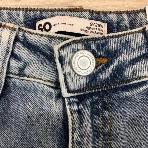 Super Highest Rise Baggy Dad Jeans Size 9/29W Acid Wash Destroyed Ripped - Picture 6 of 10